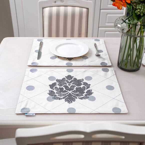 NWOT HWY 50 Linen Embroidered Gray Placemats - 4 piece set - Picture 2 of 5